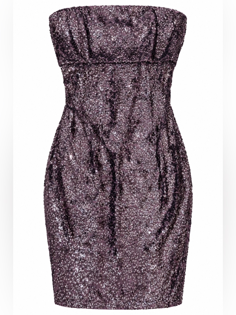 Alice & Olivia FLAWED plum sequin strapless mini dress, size 6